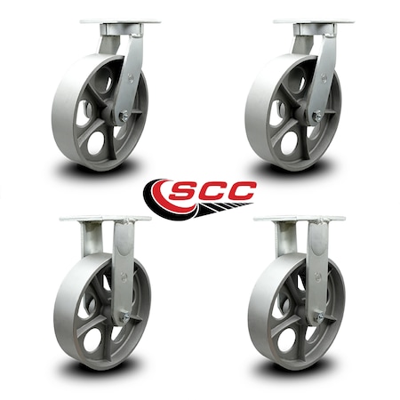 Service Caster 12 Inch Heavy Duty Semi Steel Cast Iron Wheel Caster Swivel 2 Rigid SCC, 2PK SCC-KP92S1230-SSR-2-R-2
